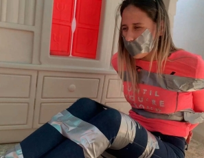 Tape Bound Babysitter Stuck In The Playhouse